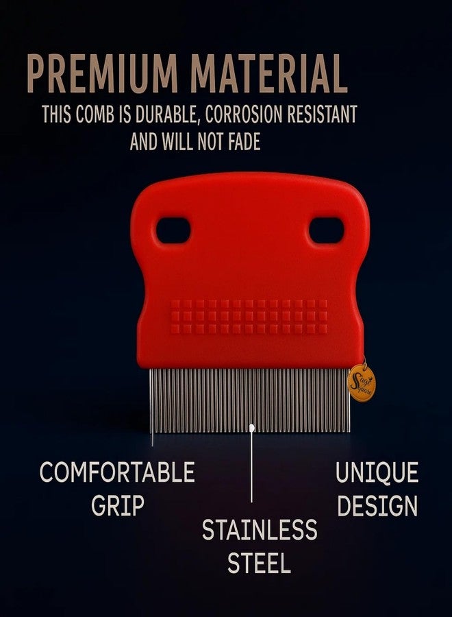 Sage Square Small Pin Flea Comb for Dogs & Cats | Palm Size Grooming Tool with Stainless Steel Bristles | Gentle Detangler & Flea Remover | Travel Friendly for Quick Cleaning | 6cm Random Colour (Type 3) - Image 5